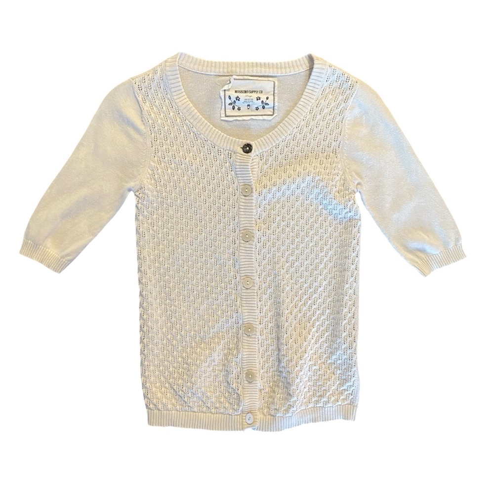 Mossimo sweater short sleeve girls size large woven crochet‎ 100% Cotton